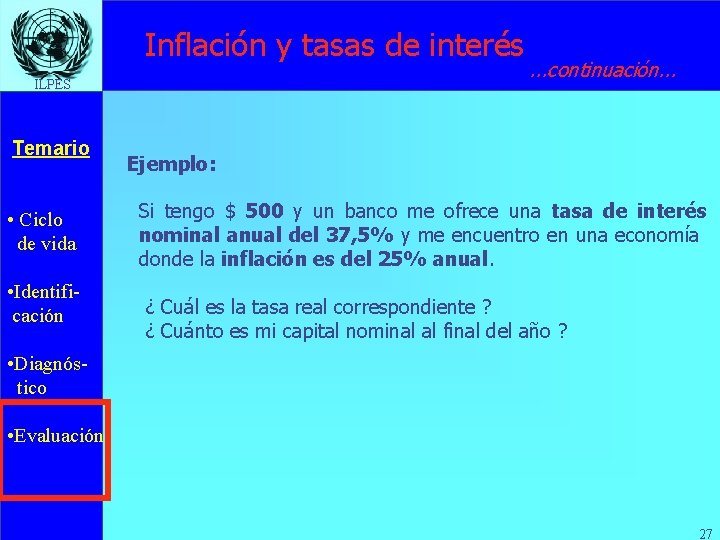 Inflación y tasas de interés ILPES Temario • Ciclo de vida • Identificación .