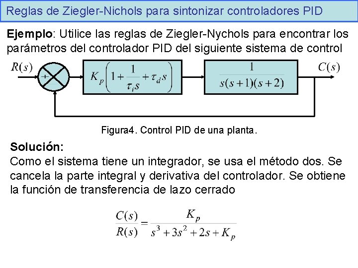 Reglas de Ziegler-Nichols para sintonizar controladores PID Ejemplo: Utilice las reglas de Ziegler-Nychols para