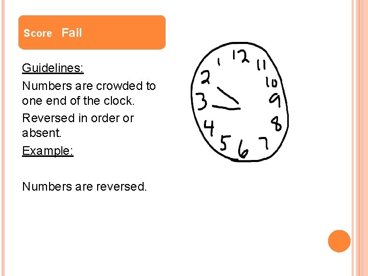 Score Fail Guidelines: Numbers are crowded to one end of the clock. Reversed in