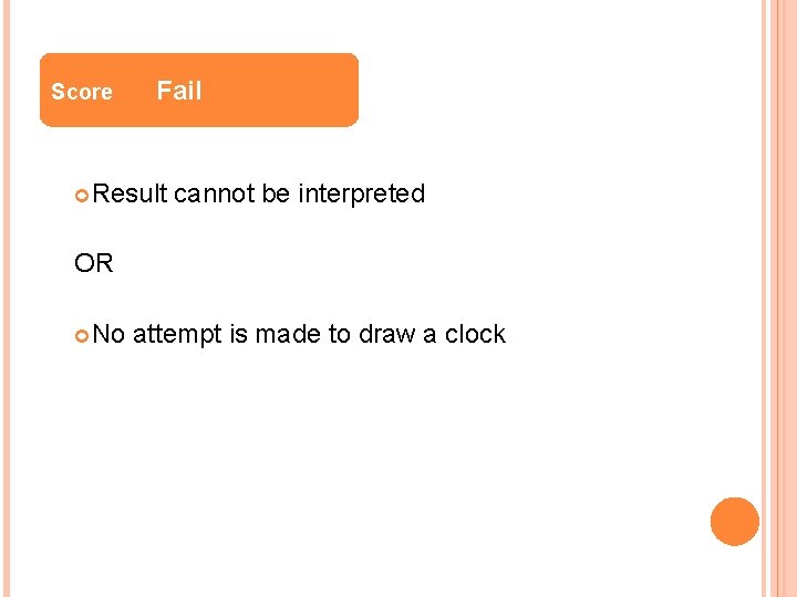 Score Fail Result cannot be interpreted OR No attempt is made to draw a