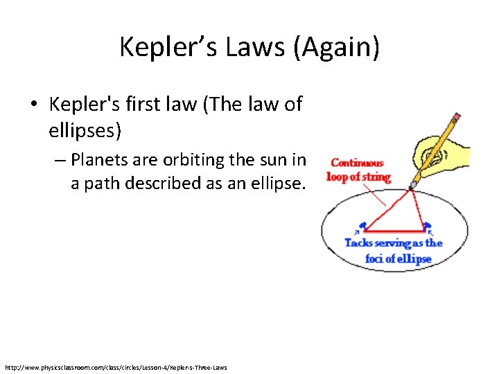 Kepler’s Laws (Again) • Kepler's first law (The law of ellipses) – Planets are