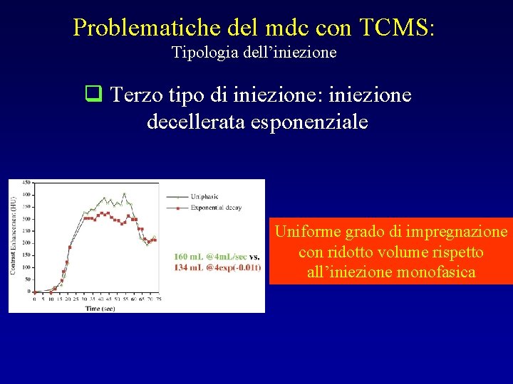 Problematiche del mdc con TCMS: Tipologia dell’iniezione q Terzo tipo di iniezione: iniezione decellerata