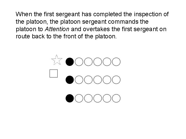 When the first sergeant has completed the inspection of the platoon, the platoon sergeant When the first sergeant has completed the inspection of the platoon, the platoon sergeant