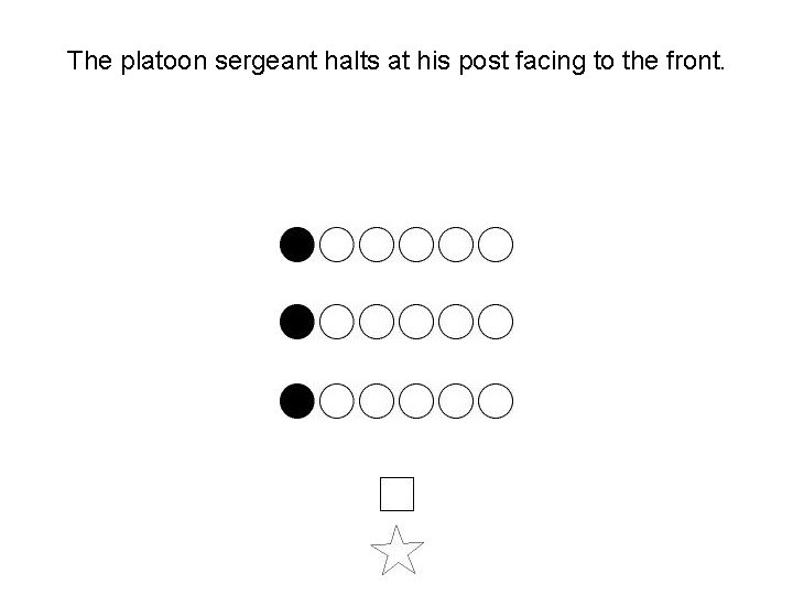 The platoon sergeant halts at his post facing to the front. The platoon sergeant halts at his post facing to the front.