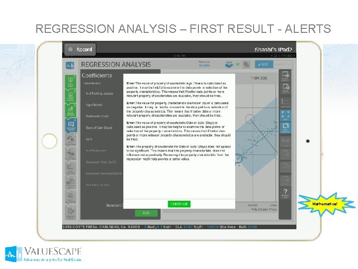 REGRESSION ANALYSIS – FIRST RESULT - ALERTS Mathematica! 