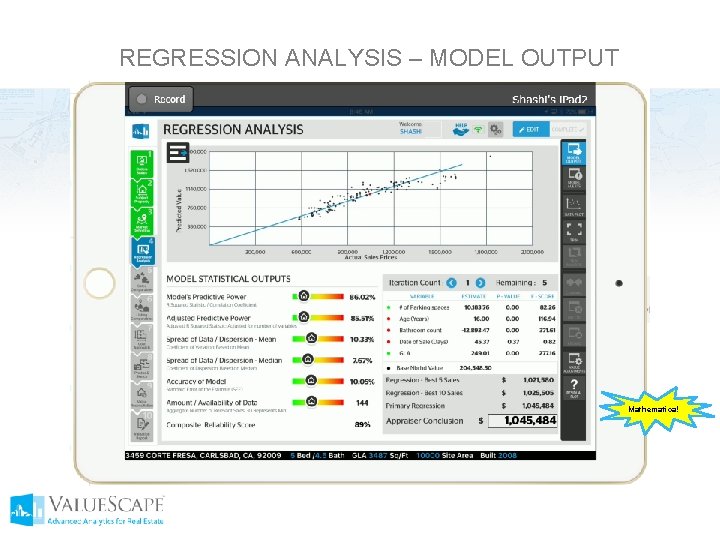 REGRESSION ANALYSIS – MODEL OUTPUT Mathematica! 