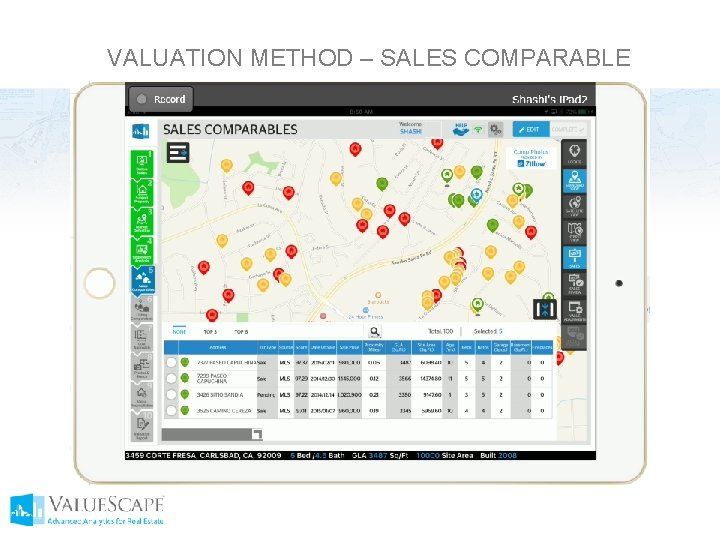 VALUATION METHOD – SALES COMPARABLE 