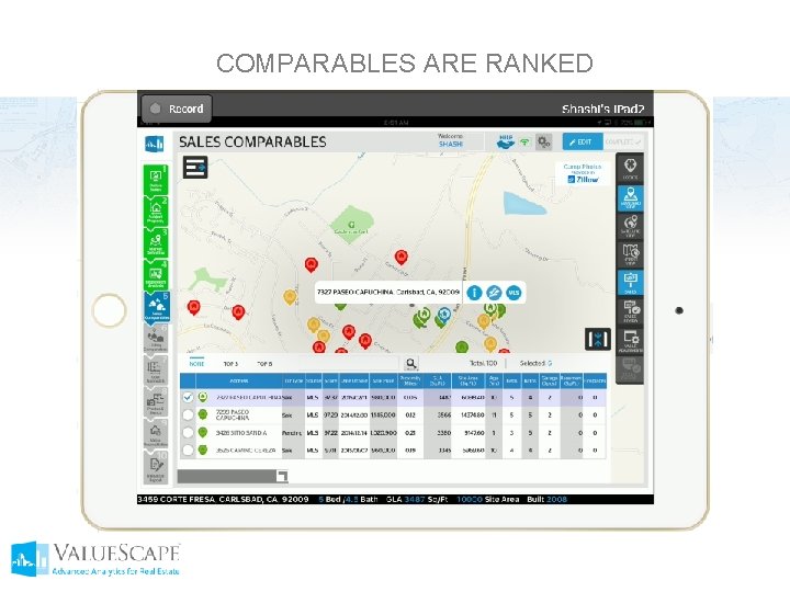 COMPARABLES ARE RANKED 