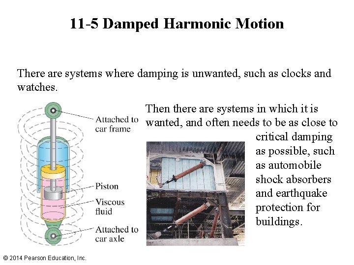 11 -5 Damped Harmonic Motion There are systems where damping is unwanted, such as