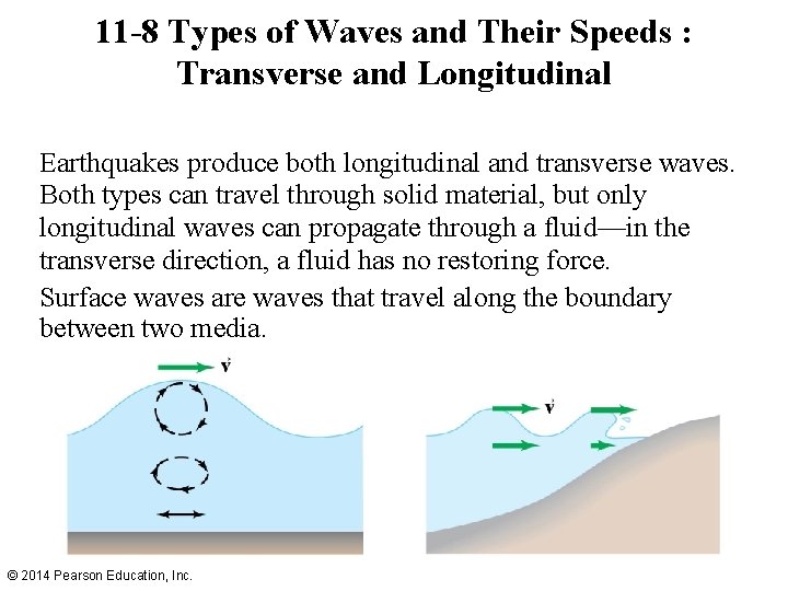 11 -8 Types of Waves and Their Speeds : Transverse and Longitudinal Earthquakes produce