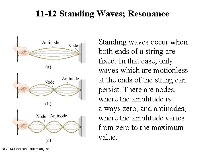 11 -12 Standing Waves; Resonance Standing waves occur when both ends of a string