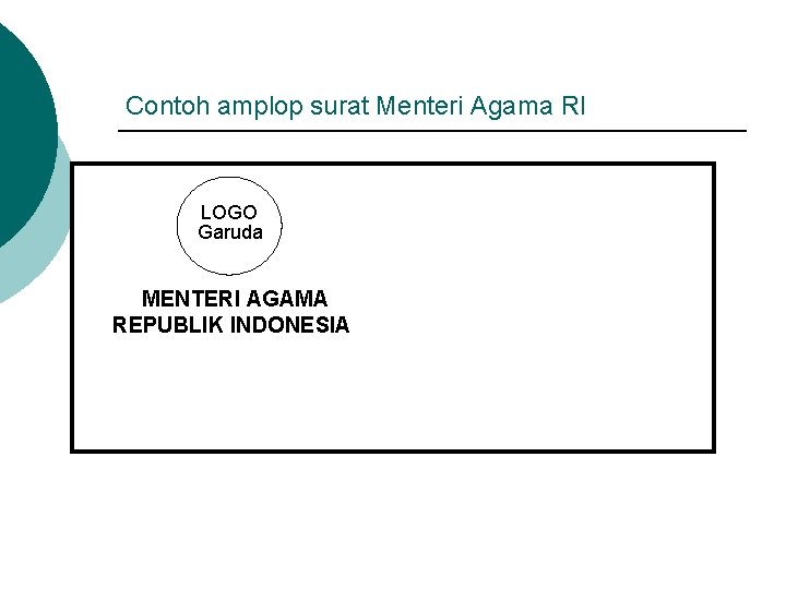 Contoh amplop surat Menteri Agama RI LOGO Garuda MENTERI AGAMA REPUBLIK INDONESIA 