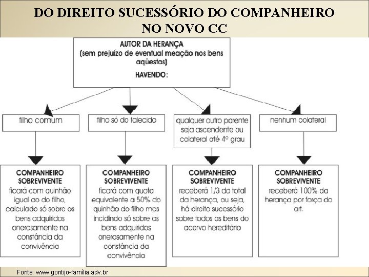 DO DIREITO SUCESSÓRIO DO COMPANHEIRO NO NOVO CC Fonte: www. gontijo-família. adv. br 