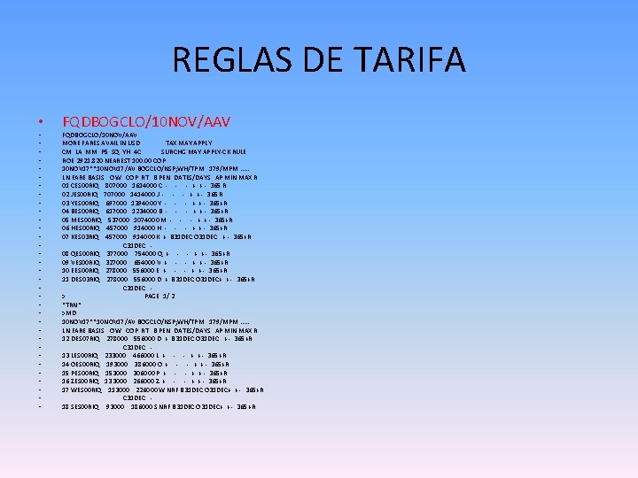 REGLAS DE TARIFA • • • • • • • • • FQDBOGCLO/10 NOV/AAV