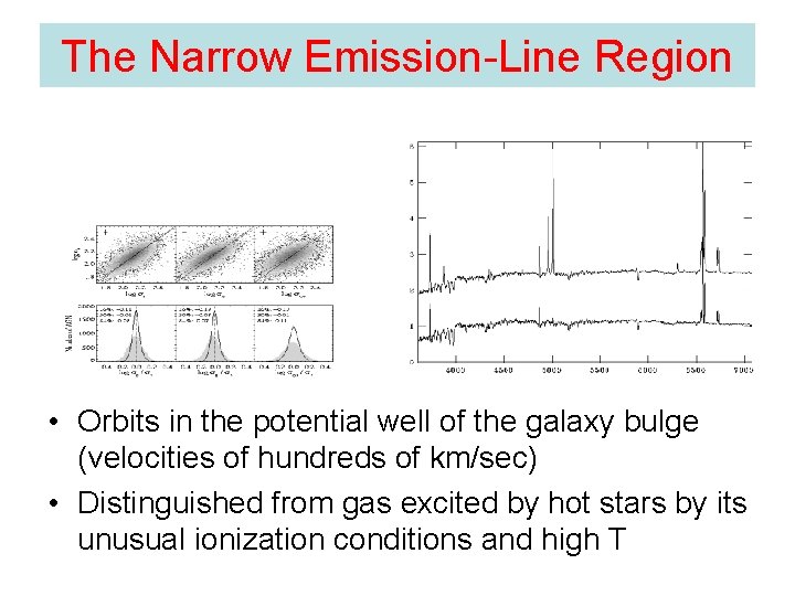 The Narrow Emission-Line Region • Orbits in the potential well of the galaxy bulge