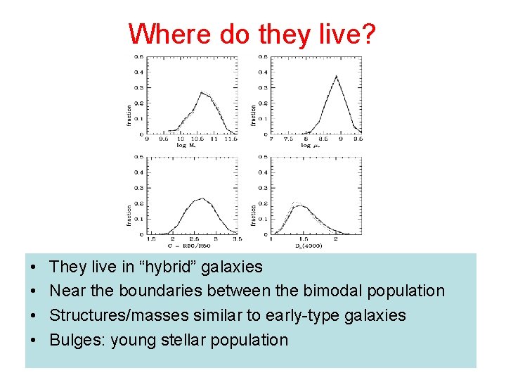 Where do they live? • • They live in “hybrid” galaxies Near the boundaries