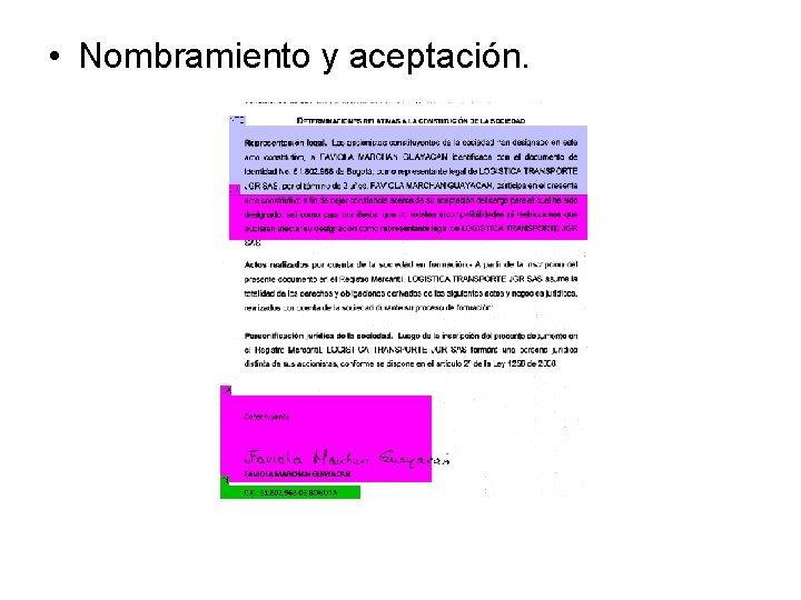  • Nombramiento y aceptación. 