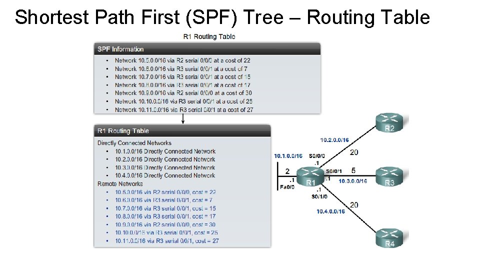 Shortest Path First (SPF) Tree – Routing Table 