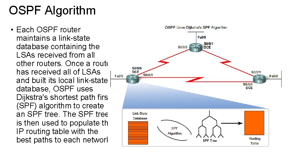 OSPF Algorithm • Each OSPF router maintains a link-state database containing the LSAs received