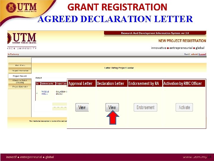 GRANT REGISTRATION AGREED DECLARATION LETTER 14 