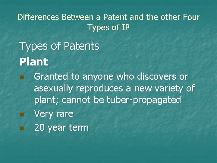 Differences Between a Patent and the other Four Types of IP Types of Patents
