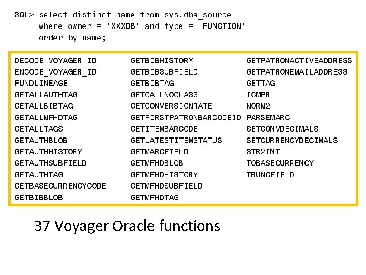 37 Voyager Oracle functions 