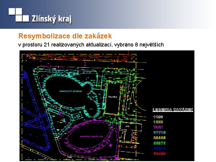 Resymbolizace dle zakázek v prostoru 21 realizovaných aktualizací, vybráno 8 největších 