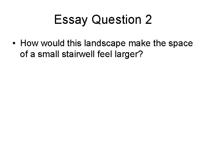 Essay Question 2 • How would this landscape make the space of a small