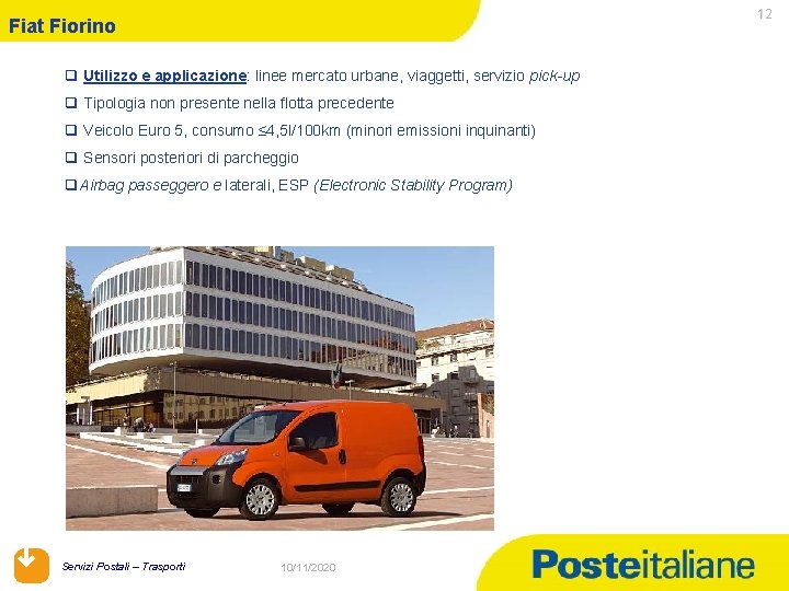 12 Fiat Fiorino q Utilizzo e applicazione: linee mercato urbane, viaggetti, servizio pick-up q