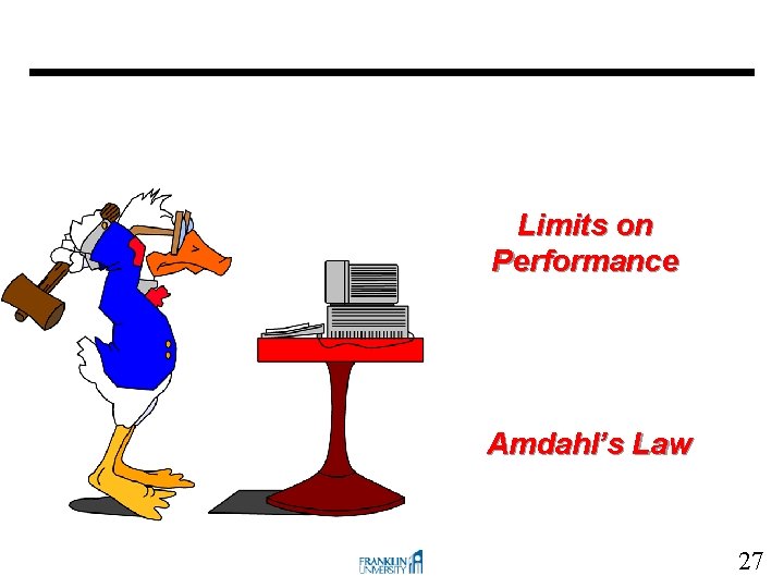 Limits on Performance Amdahl’s Law 27 