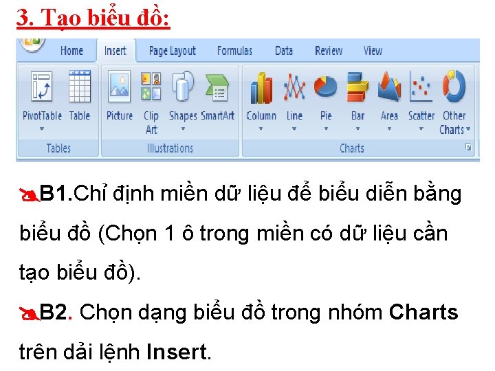 3. Tạo biểu đồ: B 1. Chỉ định miền dữ liệu để biểu diễn