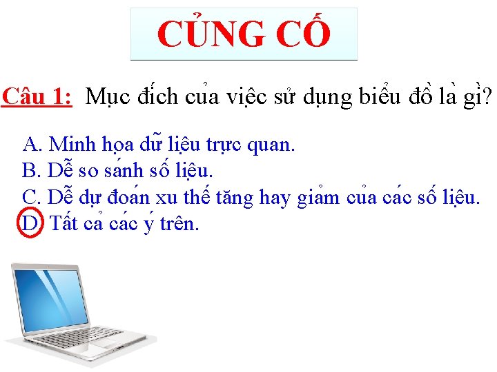 CỦNG CỐ Câu 1: Mu c đi ch cu a viê c sử du