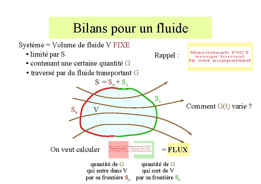 Bilans pour un fluide Système = Volume de fluide V FIXE • limité par