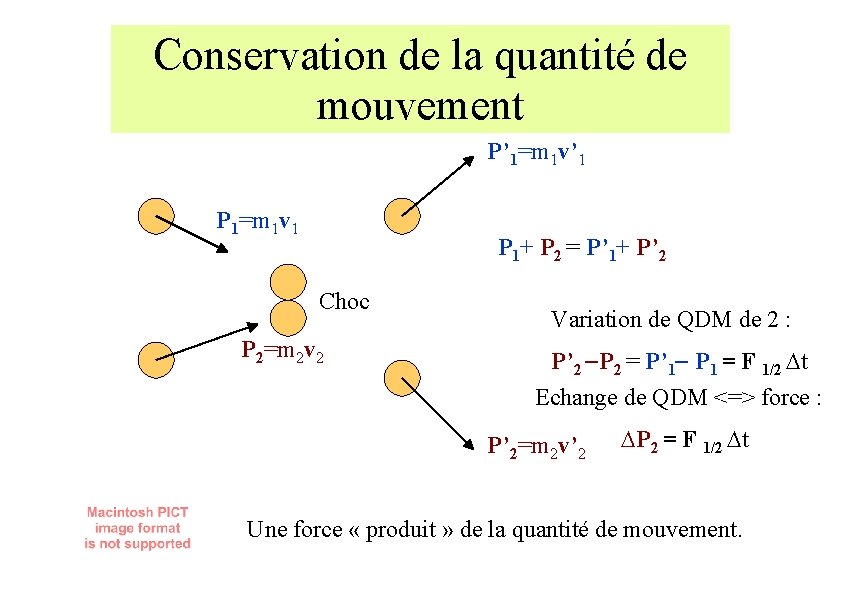 Conservation de la quantité de mouvement P’ 1=m 1 v’ 1 P 1=m 1