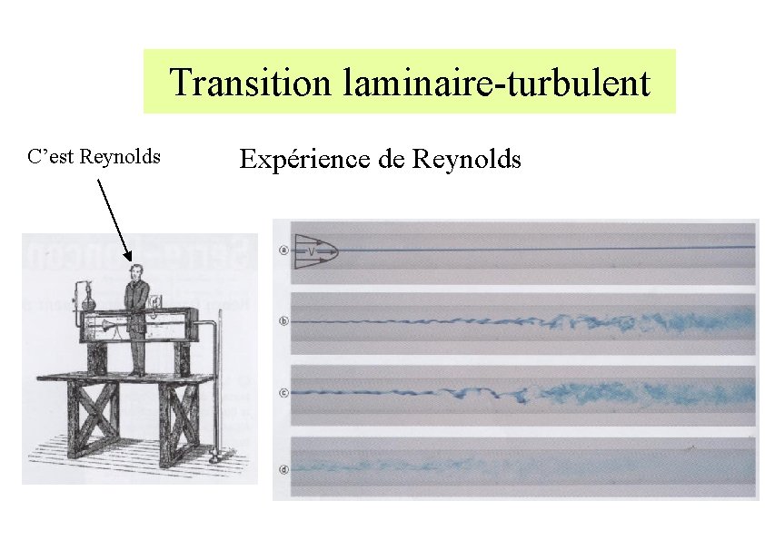 Transition laminaire-turbulent C’est Reynolds Expérience de Reynolds 