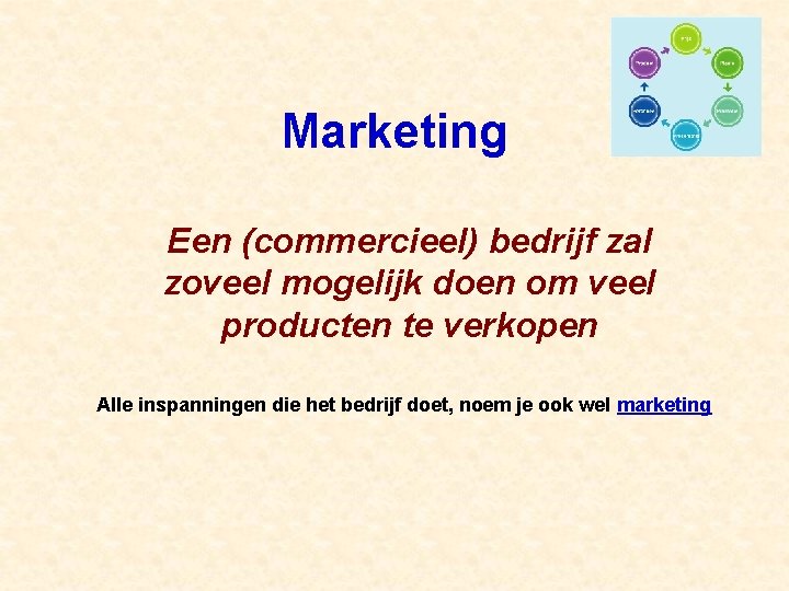 Marketing Een (commercieel) bedrijf zal zoveel mogelijk doen om veel producten te verkopen Alle
