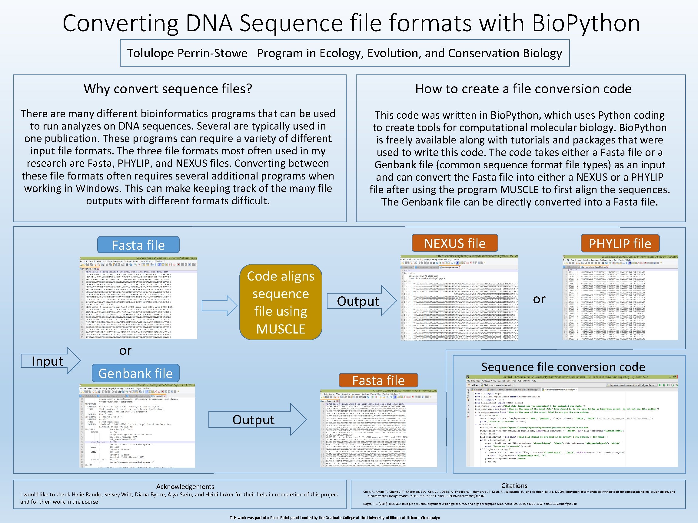 Converting DNA Sequence file formats with Bio. Python Tolulope Perrin-Stowe Program in Ecology, Evolution,