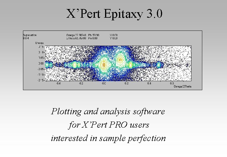 X’Pert Epitaxy 3. 0 Plotting and analysis software for X’Pert PRO users interested in