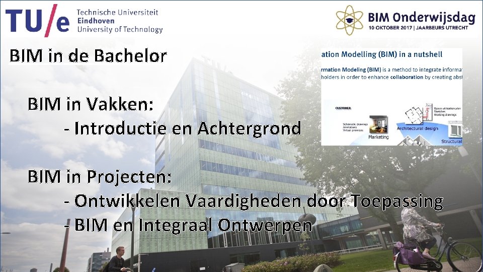 BIM in de Bachelor BIM in Vakken: - Introductie en Achtergrond BIM in Projecten: