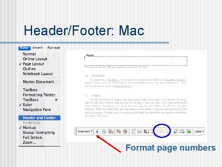 Header/Footer: Mac Format page numbers 