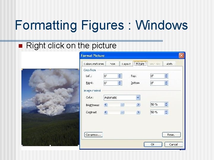 Formatting Figures : Windows n Right click on the picture 