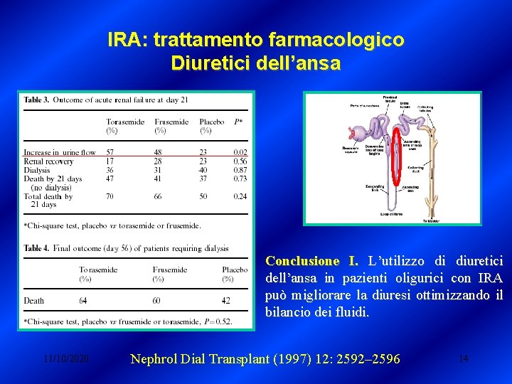 IRA: trattamento farmacologico Diuretici dell’ansa Conclusione I. L’utilizzo di diuretici dell’ansa in pazienti oligurici IRA: trattamento farmacologico Diuretici dell’ansa Conclusione I. L’utilizzo di diuretici dell’ansa in pazienti oligurici