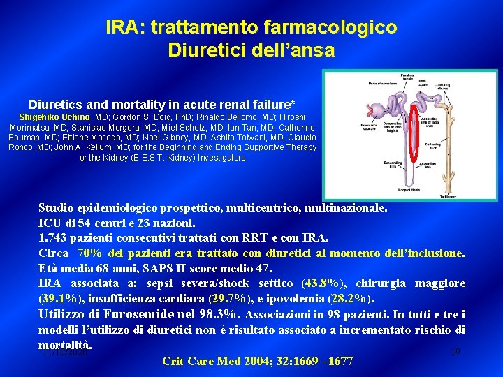IRA: trattamento farmacologico Diuretici dell’ansa Diuretics and mortality in acute renal failure* Shigehiko Uchino, IRA: trattamento farmacologico Diuretici dell’ansa Diuretics and mortality in acute renal failure* Shigehiko Uchino,