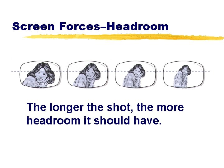Screen Forces–Headroom The longer the shot, the more headroom it should have. 