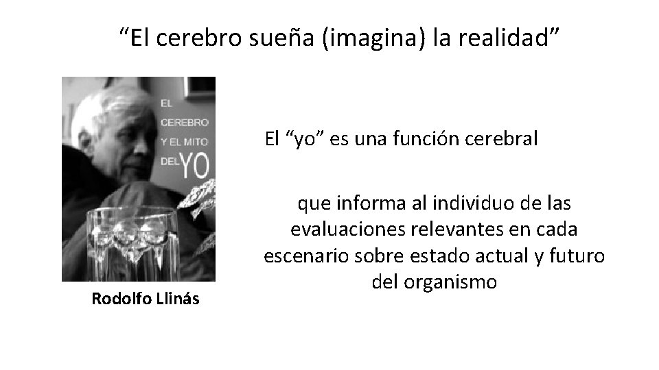 “El cerebro sueña (imagina) la realidad” El “yo” es una función cerebral Rodolfo Llinás