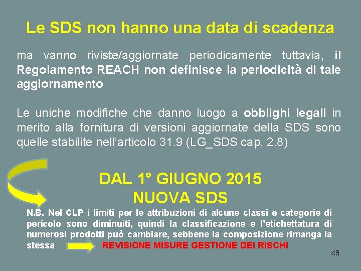 Le SDS non hanno una data di scadenza ma vanno riviste/aggiornate periodicamente tuttavia, il