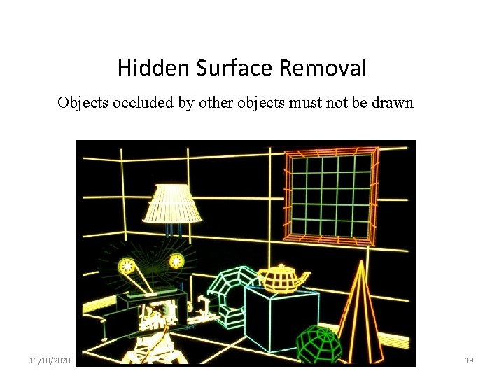 Hidden Surface Removal Objects occluded by other objects must not be drawn 11/10/2020 Lecture