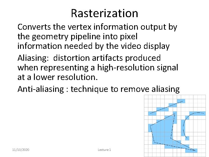 Rasterization • Converts the vertex information output by the geometry pipeline into pixel information