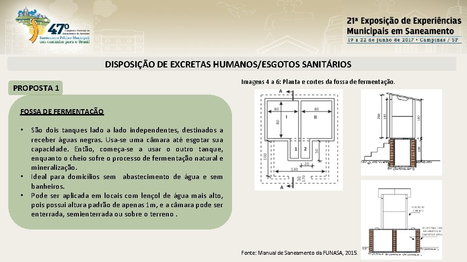 DISPOSIÇÃO DE EXCRETAS HUMANOS/ESGOTOS SANITÁRIOS PROPOSTA 1 Imagens 4 a 6: Planta e cortes