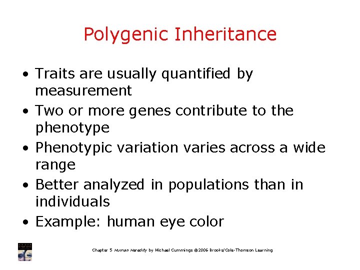 Polygenic Inheritance • Traits are usually quantified by measurement • Two or more genes